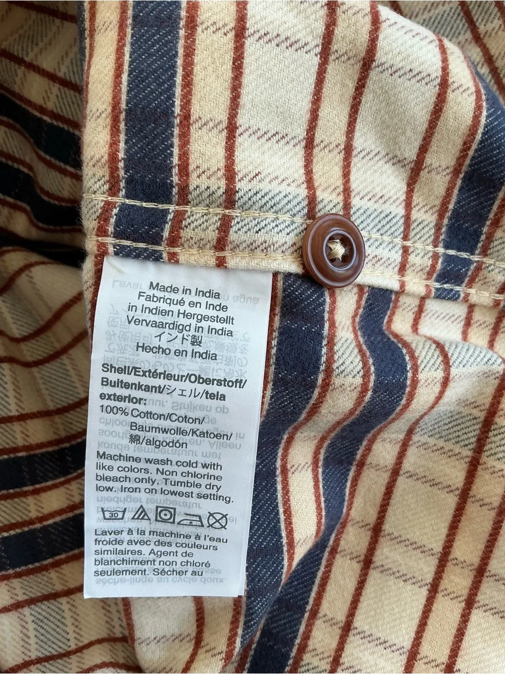 J. Crew Plaid Button-Down Shirt in Cream, Blue & Brown